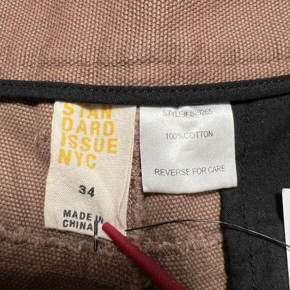 NWT Standard Issue NYC Cotton Canvas Pleated Utility Shorts SIZE 34 Oak Tan NEW - Picture 4 of 10